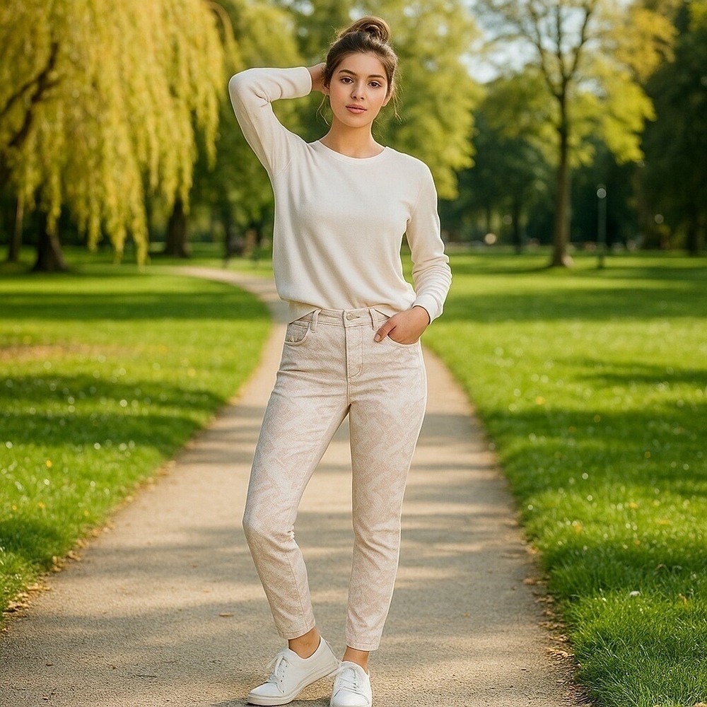 Universal Thread Skinny Jeans Women 18 Snake Print Cream Beige HighWaist Stretch